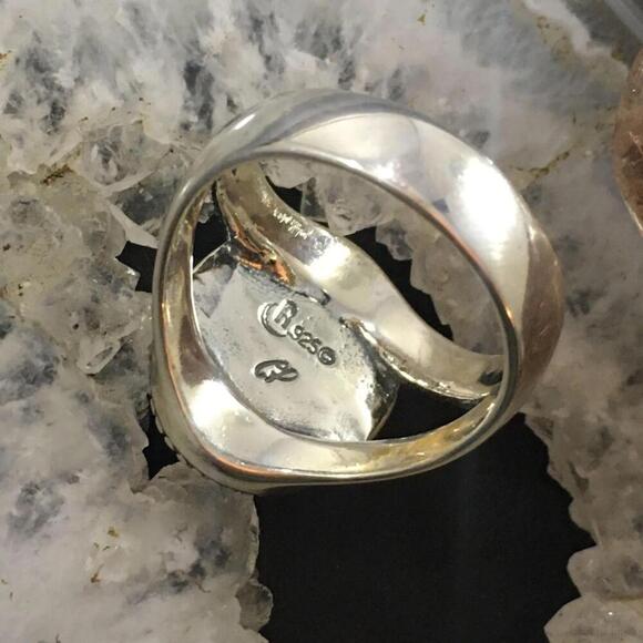 Carolyn Pollack Southwestern Style Sterling Silver Carved Turquoise Flower Ring - Picture 7 of 10